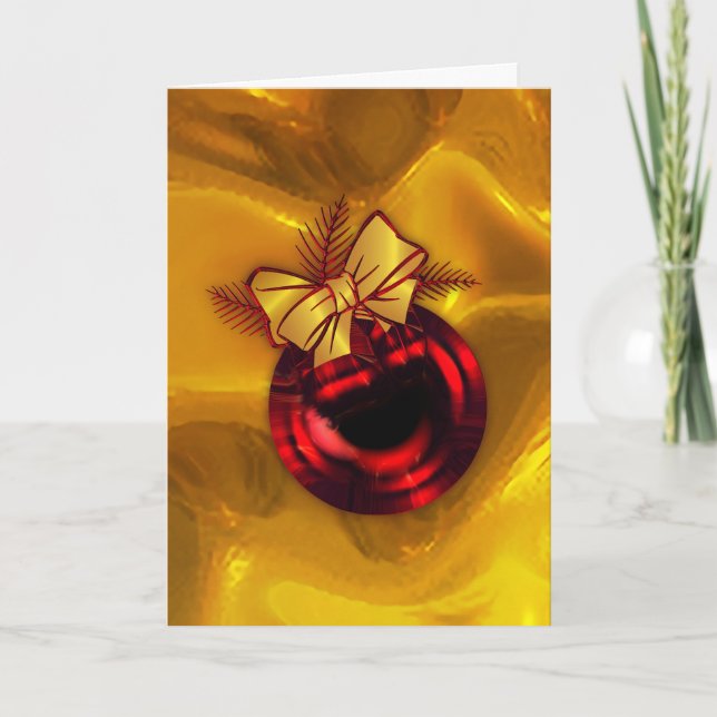 Carte Arbre de Noël rouge et or (Devant)