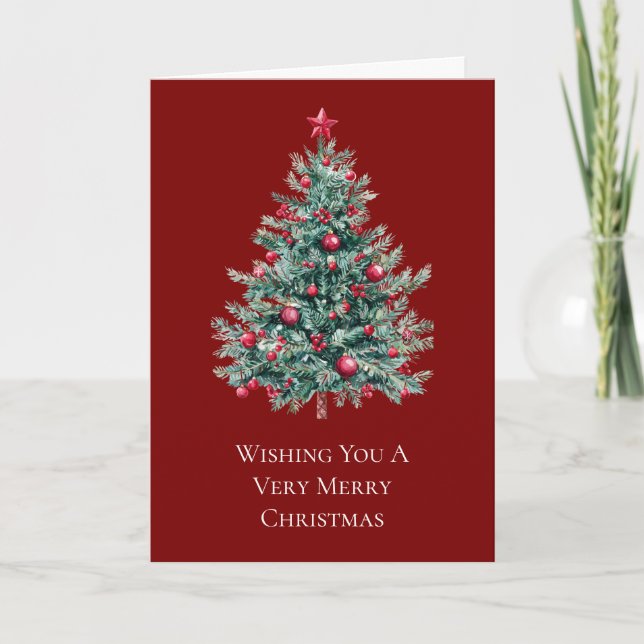 Carte Arbre de Noël Rouge Vert (Devant)