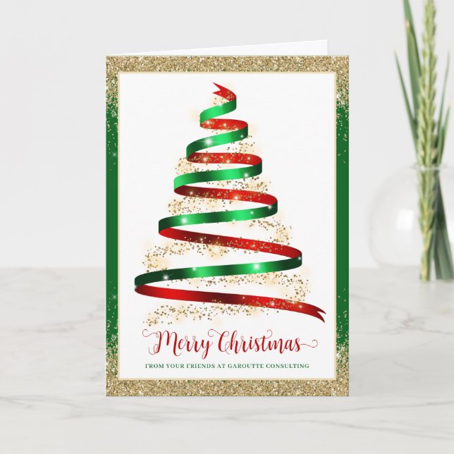 Carte Arbre de Noël Ruban Logo d'entreprise plié (Devant)