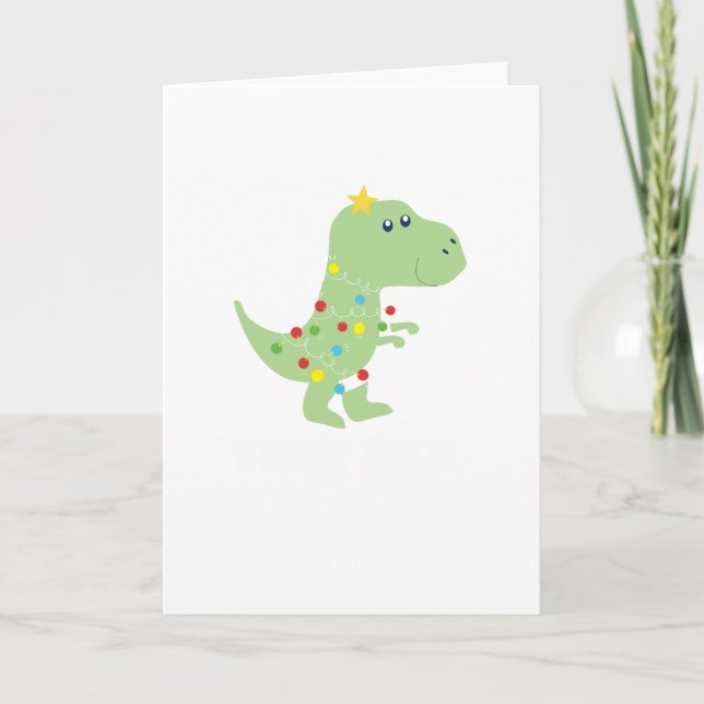 Carte Arbre de Noël T Rex Dinosaure Cadeau Drôle (Devant)