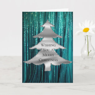 Carte Arbre de Noël turquoise vert Tinsel