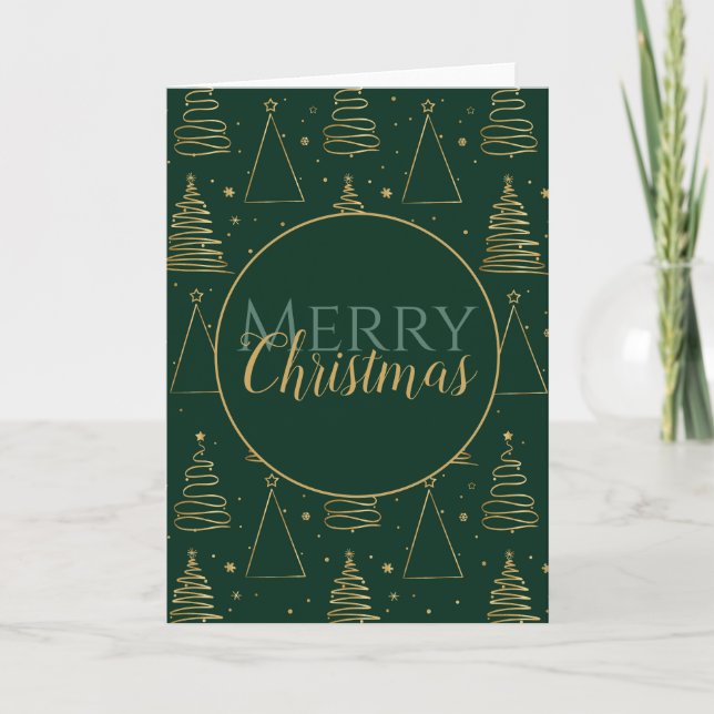 Carte Arbre de Noël vert minimal (Devant)