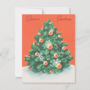 Carte Arbre de Noël Vintage mignon avec ornements dessus