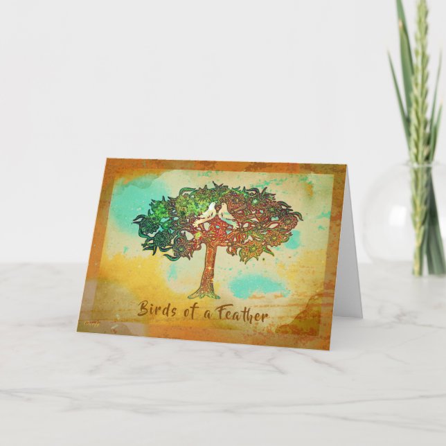 Carte Arbre de vie avec colombes (Devant)