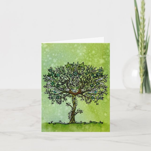 Carte Arbre de vie avec l'amour du coeur Sympathie (Devant)