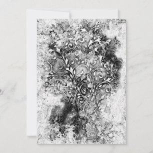 Carte Arbre De Vie - Spirales Feuille Grunge Style 1