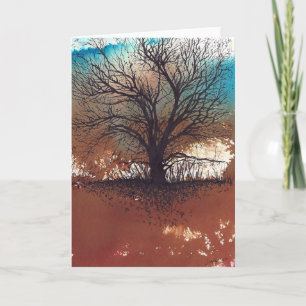 Carte Arbre d'encre aquarelle Abstrait