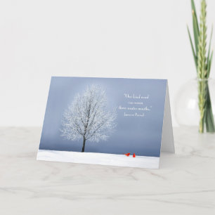 Carte Arbre d'hiver avec cardinaux et proverbe japonais