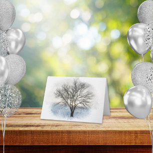 Carte Arbre d'hiver d'aquarelle d'anniversaire