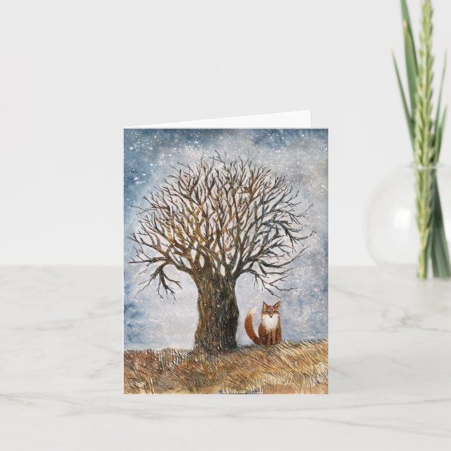 Carte Arbre d'hiver et renard (Devant)