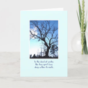 Carte Arbre d'hiver nu sur bleu pâle Encouragement