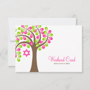 Carte Arbre moderne de vie vert rose