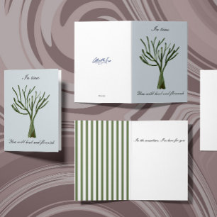 Carte Arbre nu dessiné à la main vert empreint de sincér