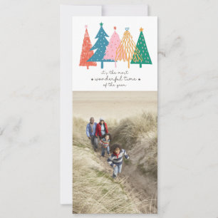 Carte Arbres de Noël colorés Vertical 2 Photo Famille