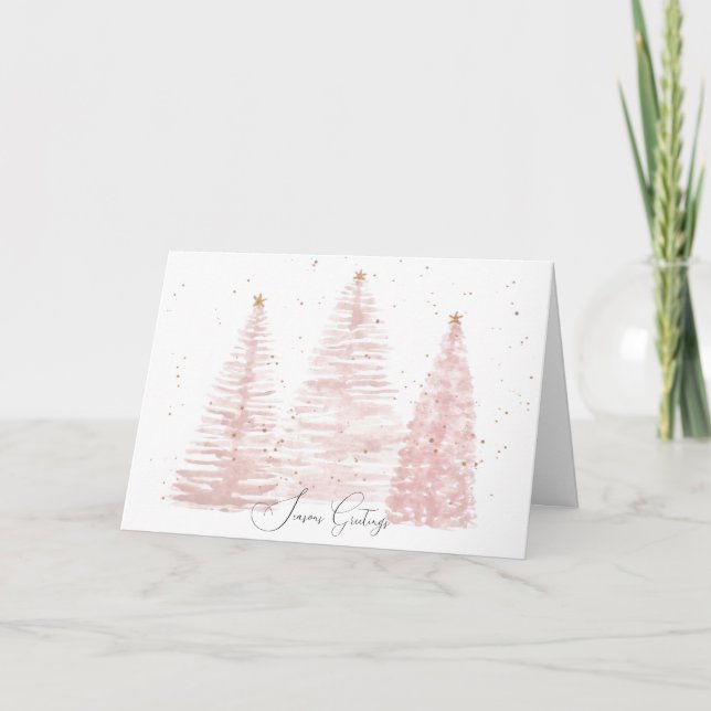 Carte Arbres de Noël en or rose (Devant)
