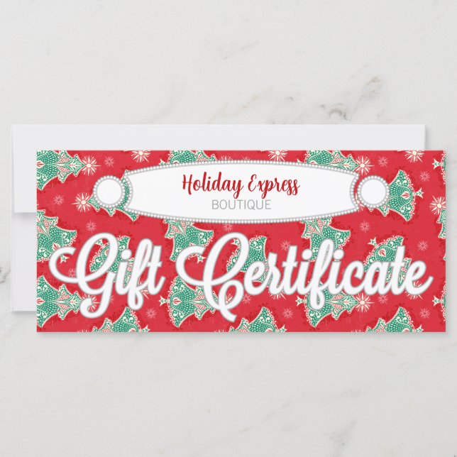 Carte Arbres de Noël en rouge - Certificat cadeau person (Devant)