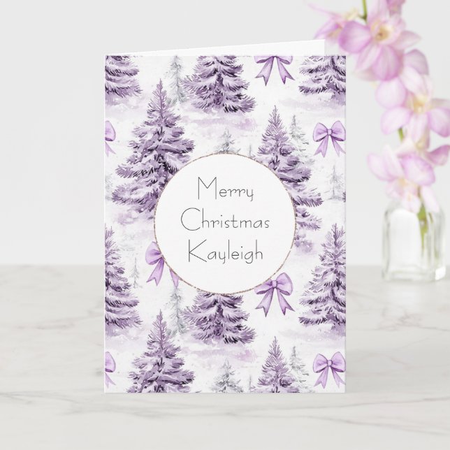 Carte Arbres de Noël et rubans violets girly   (Orchidée)