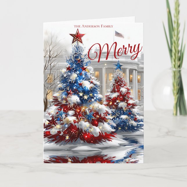 Carte Arbres de Noël rouges blancs (Devant)