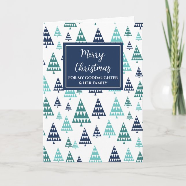 Carte Arbres modernes Godgirl & Famille Joyeux Noël (Devant)