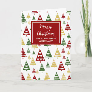 Carte Arbres modernes Grandson et famille Joyeux Noël