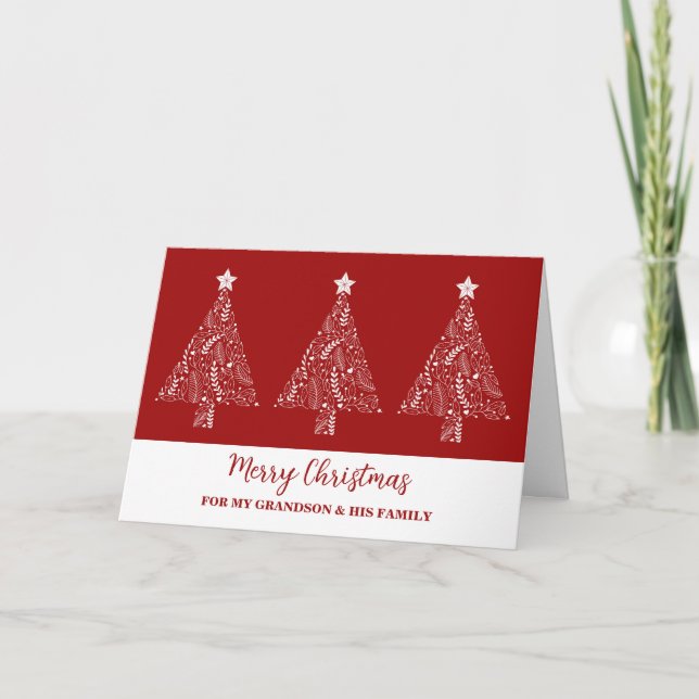 Carte Arbres modernes Grandson et famille Joyeux Noël (Devant)