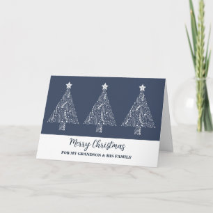 Carte Arbres modernes Grandson et famille Joyeux Noël