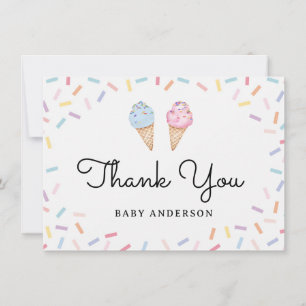 Carte Arc en ciel arrose la crème glacée Merci bébé