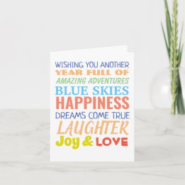 Carte Arc-en-ciel coloré voeux d'anniversaire personnali
