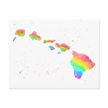 Carte arc-en-ciel des îles Hawaii peinture aquarel