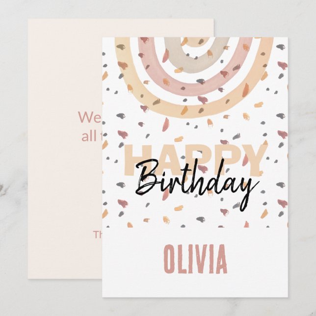 Carte Arc-en-ciel mignon avec éclaboussure des lacs Aqua (Devant / Derrière)