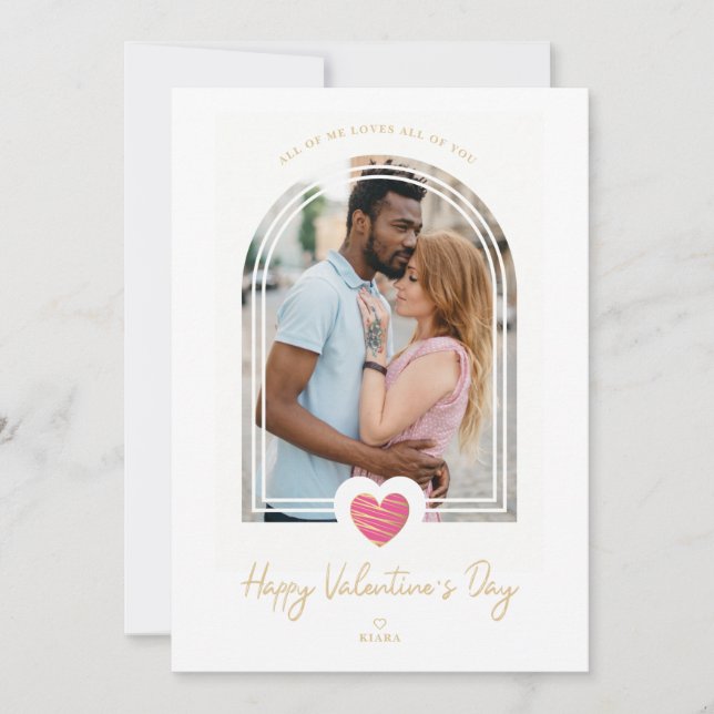 Carte Arch Effect Pink Heart Happy Valentine's Day Photo (Devant)