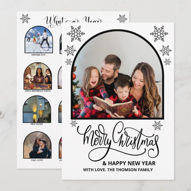 Carte Arch Quelle année en revue Photos Joyeux Noël (Devant / Derrière)