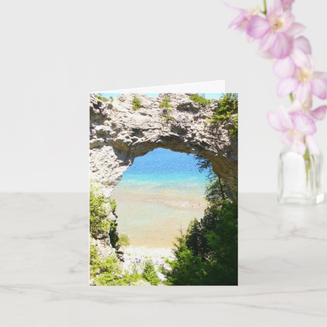 Carte Arch Rock, île Mackinac, Michigan, WI, Anniversair (Orchidée)