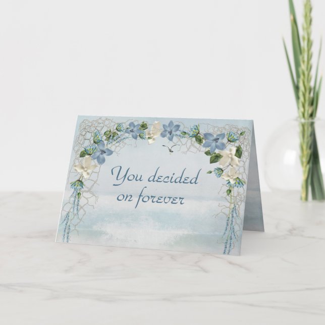 Carte Arche à fleurs mariages sur l'aquarelle océanique (Devant)
