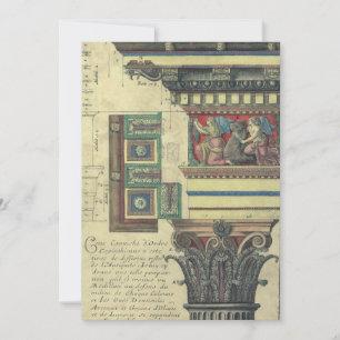 Carte Architecture vintage, colonne avec moulure de corn