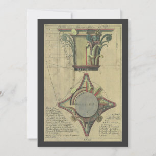Carte Architecture vintage, Couronne de capitale décorat