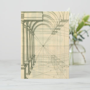 Carte Architecture vintage, Perspective Colonnes Arches