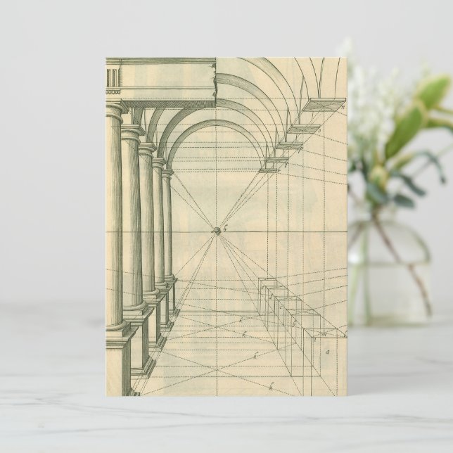 Carte Architecture vintage, Perspective Colonnes Arches (Debout devant)
