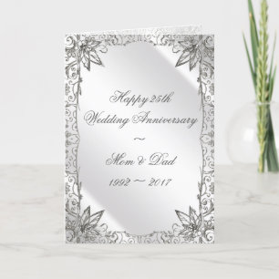 Carte Argent 25e anniversaire Mariage