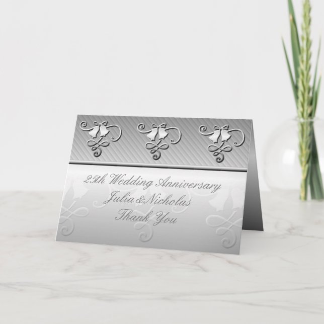 Carte Argent du 25e anniversaire monogrammé (Devant)