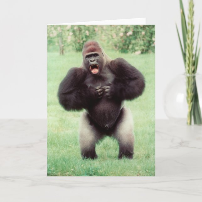 Carte Argent Gorilla battre la poitrine (Devant)