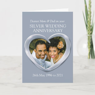 Carte Argent mariage anniversaire photo maman & papa car