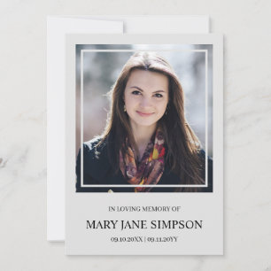 Carte Argent pur en mémoire d'amour Photo funéraire