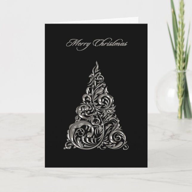 Carte argentée de Joyeux Noël (Devant)