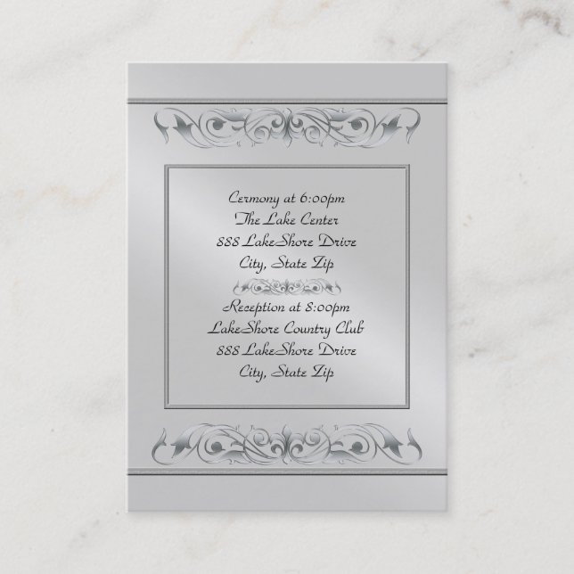 Carte argentée d'information d'invitée de Grande (Devant)