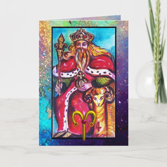 CARTE ARIES, EMPEREUR TAROT ASTROLOGIE ZODIAC ANNIVERSAI (Devant)