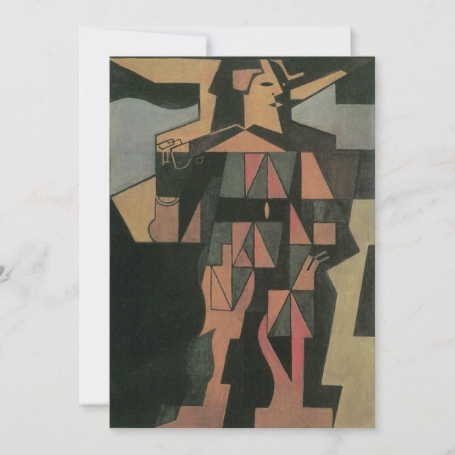 Carte Arlequin de Juan Gris, Cubisme Vintage Art (Devant)