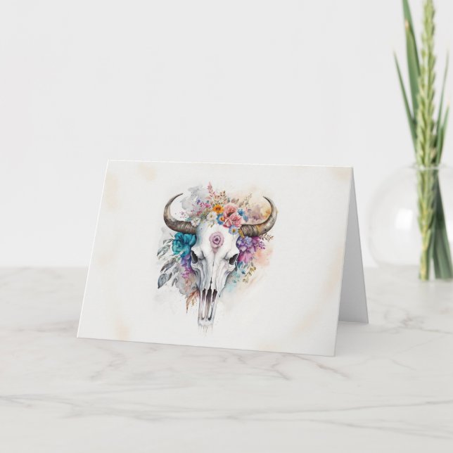 Carte Arôme d'aquarelle du crâne floral (Devant)