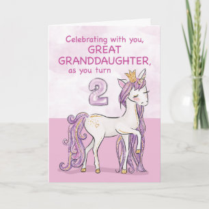 Carte Arrière-petite-fille 2e Anniversaire Cheval Rose