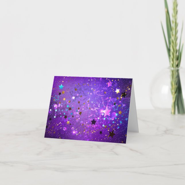 Carte Arrière - plan de feuille violet avec étoiles (Devant)